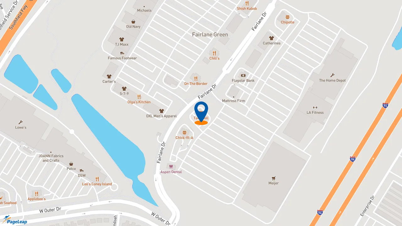 https://pageleap.com map showing location of Taco Bell in Allen Park.