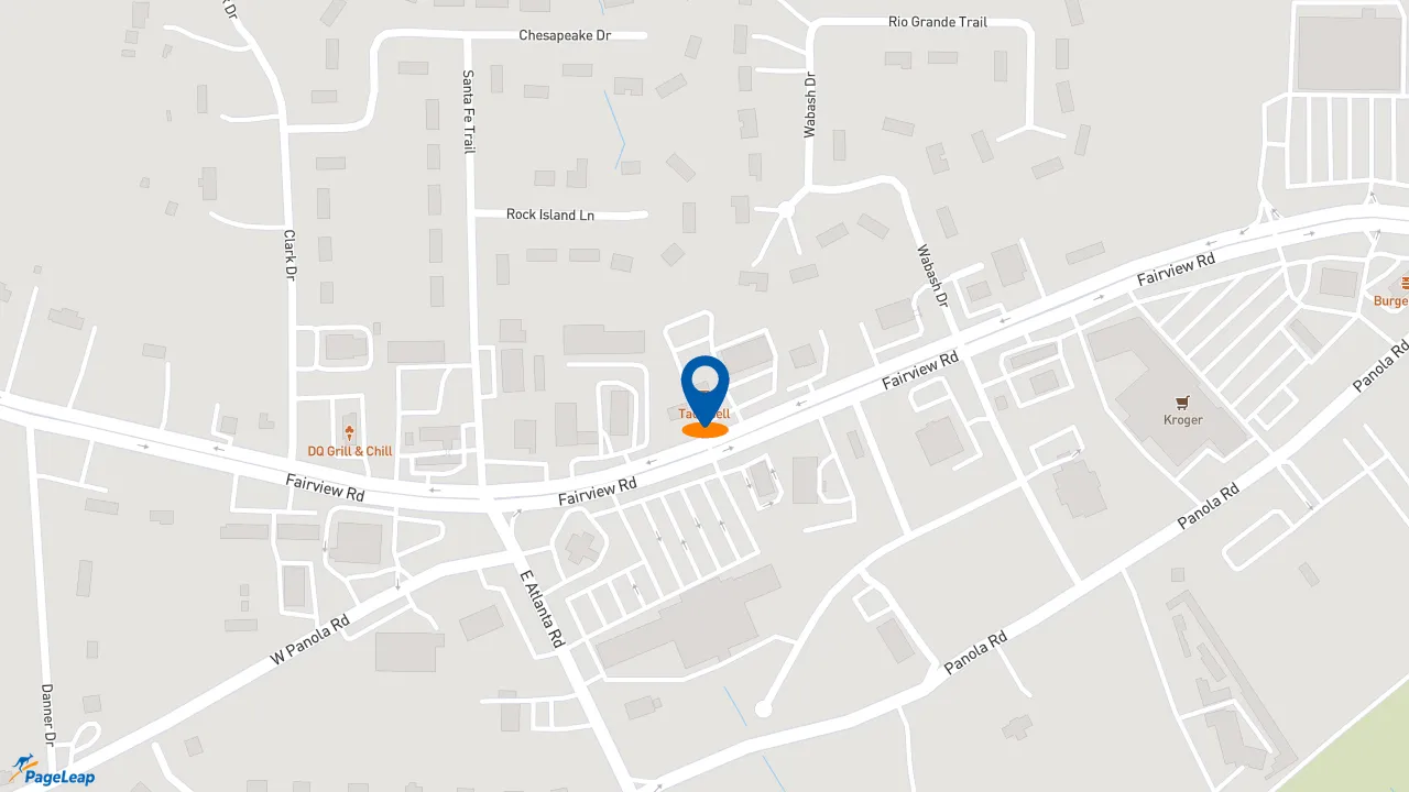 https://pageleap.com map showing location of Taco Bell in Ellenwood.