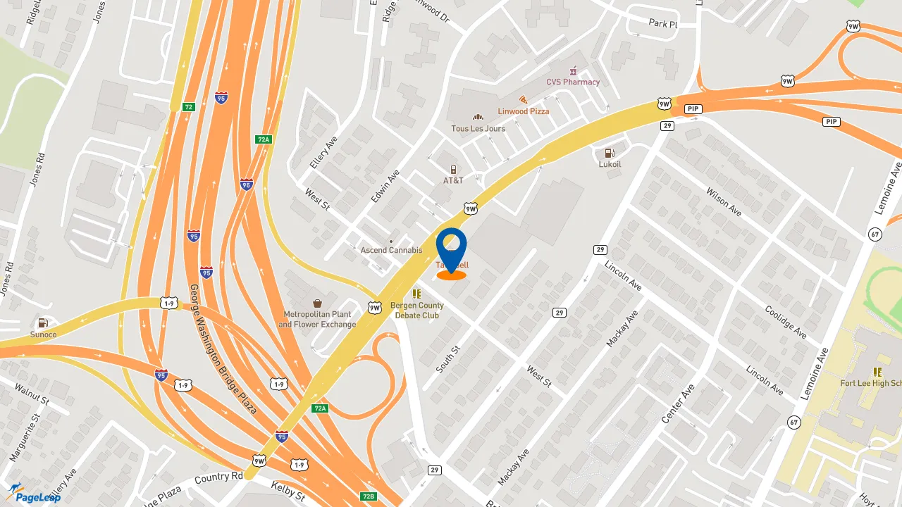 https://pageleap.com map showing location of Taco Bell in Fort Lee.