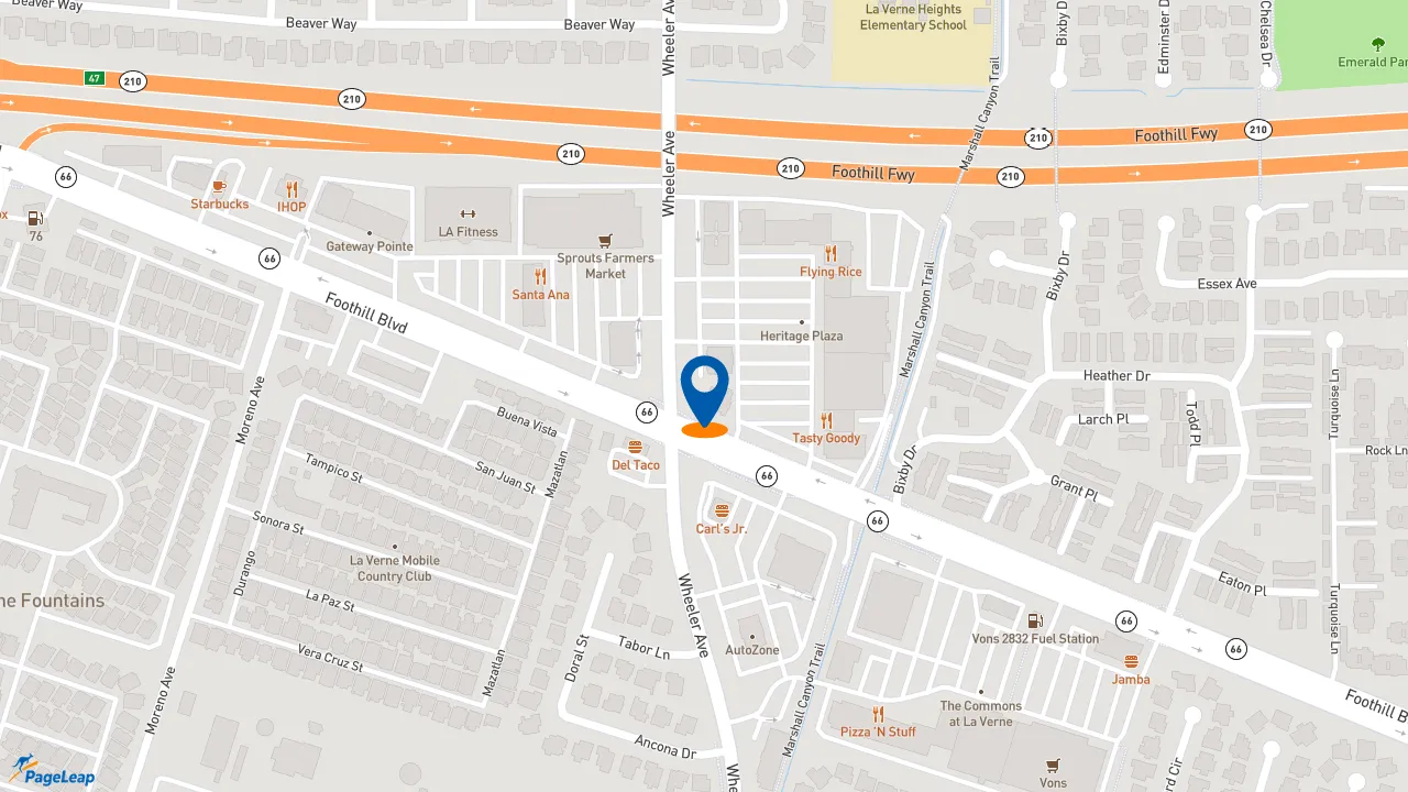 https://pageleap.com map showing location of Taco Bell in La Verne.