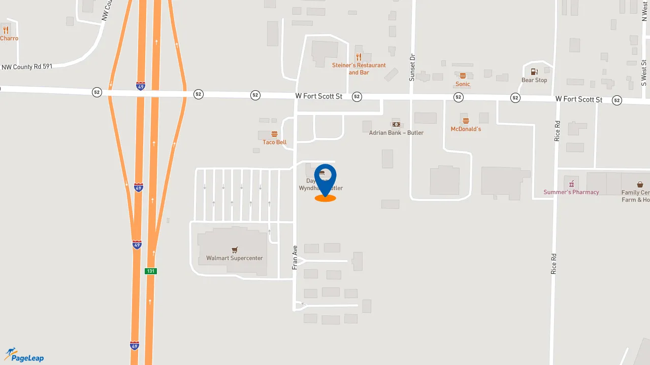 https://pageleap.com map showing location of Taco Bell in Butler.
