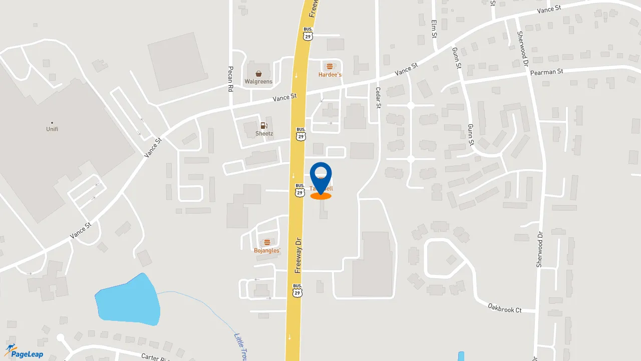 https://pageleap.com map showing location of Taco Bell in Reidsville.