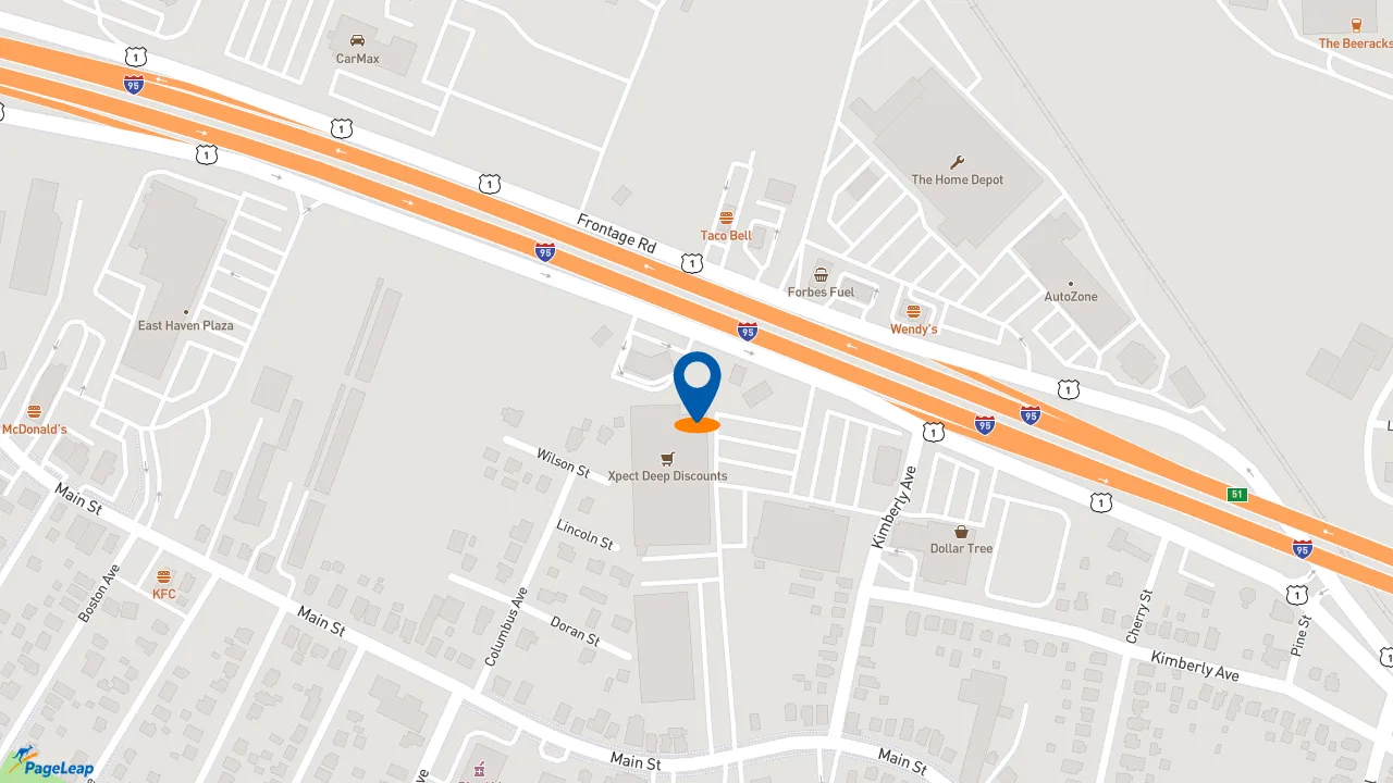 https://pageleap.com map showing location of Taco Bell in East Haven.