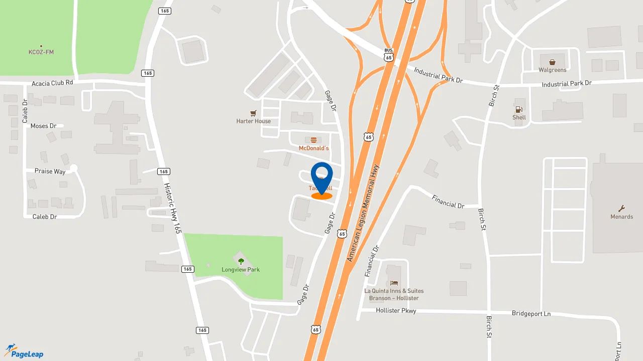 https://pageleap.com map showing location of Taco Bell in Hollister.