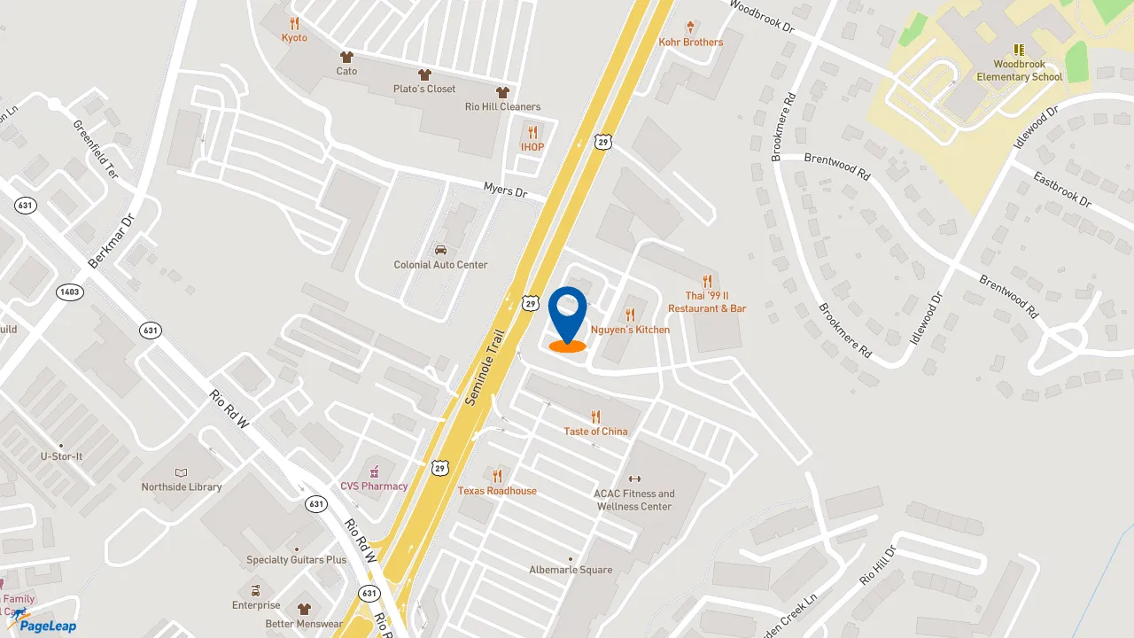 https://pageleap.com map showing location of Taco Bell in Charlottesville.