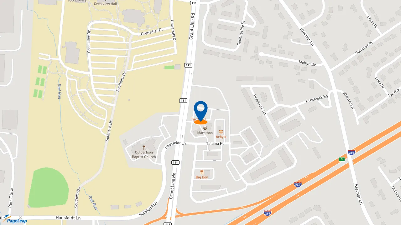 https://pageleap.com map showing location of Taco Bell in New Albany.