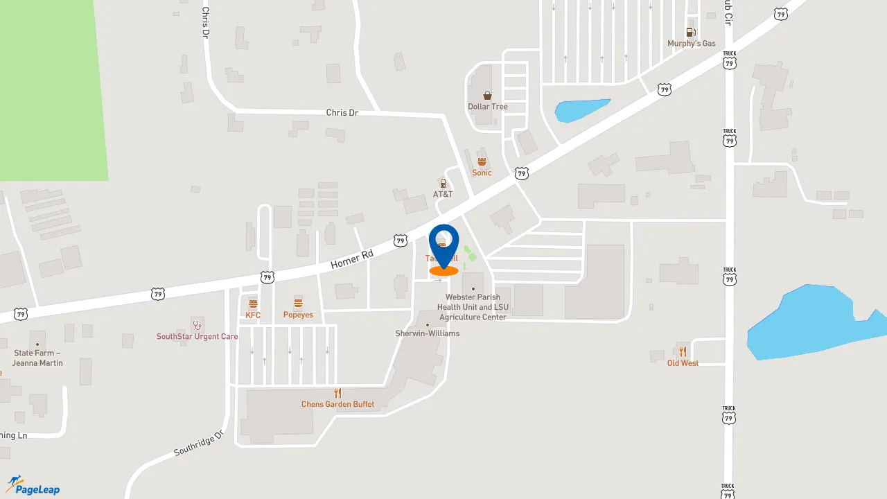 https://pageleap.com map showing location of Taco Bell in Minden.