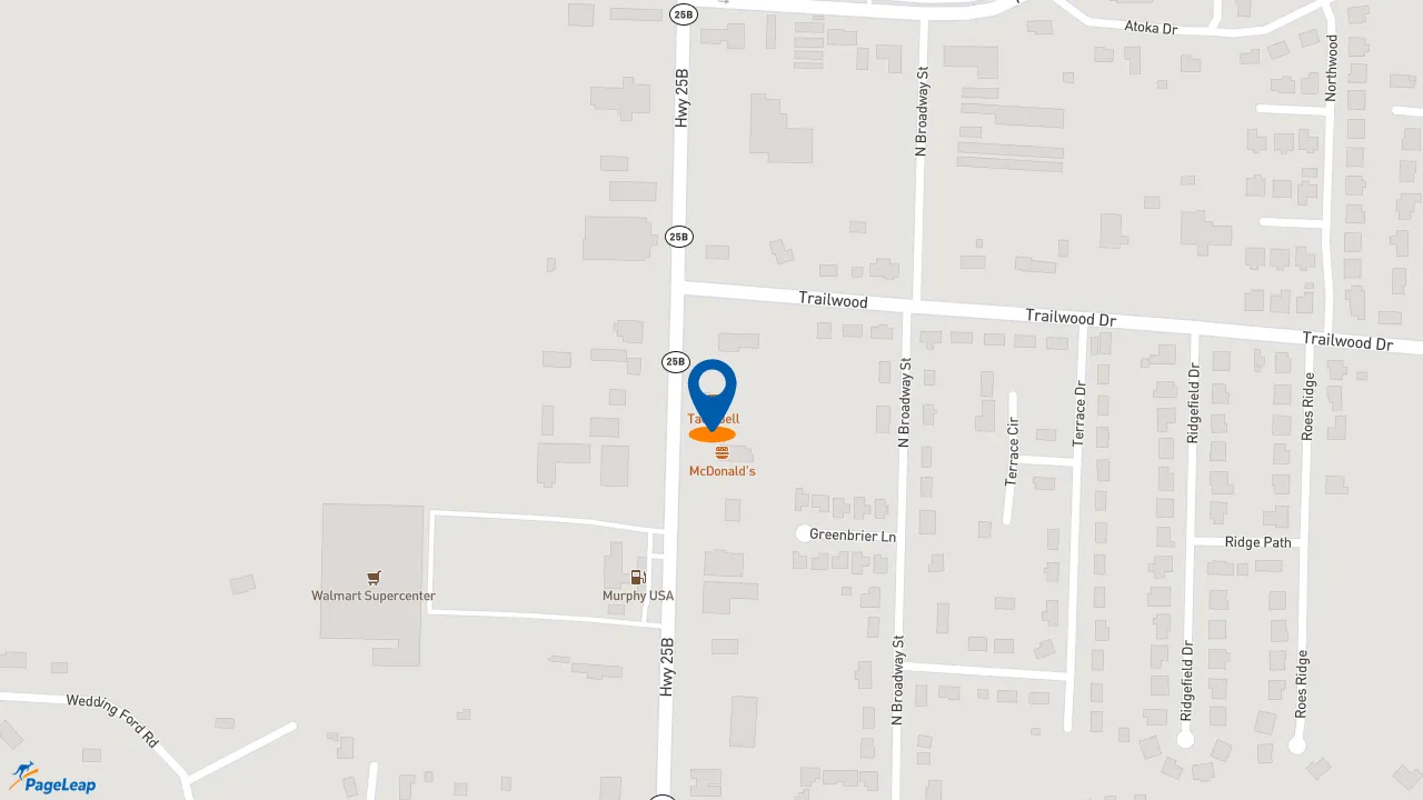 https://pageleap.com map showing location of Taco Bell in Heber Springs.