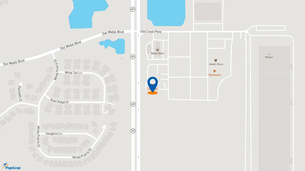 https://pageleap.com map showing location of Taco Bell in Huntley.