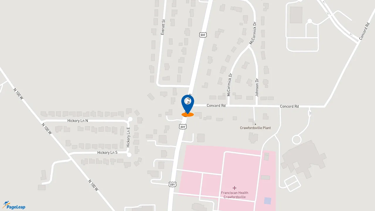 https://pageleap.com map showing location of Taco Bell in Crawfordsville.