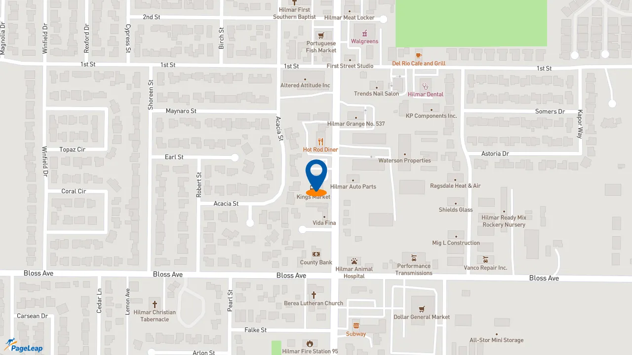 https://pageleap.com map showing location of Taco Bell in Hilmar.