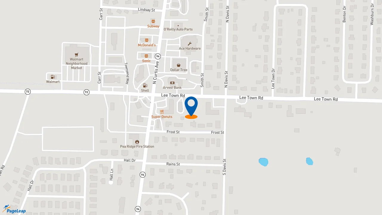 https://pageleap.com map showing location of Taco Bell in Pea Ridge.