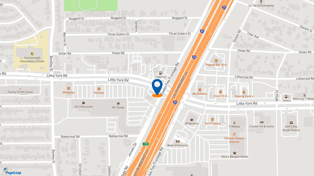 https://pageleap.com map showing location of Taco Bell in Houston.