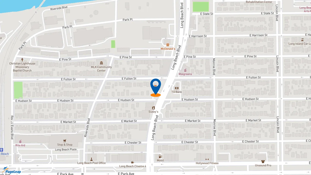https://pageleap.com map showing location of Taco Bell in Long Beach.