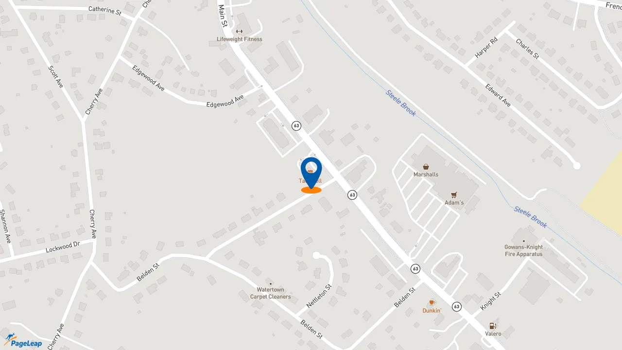 https://pageleap.com map showing location of Taco Bell in Watertown.