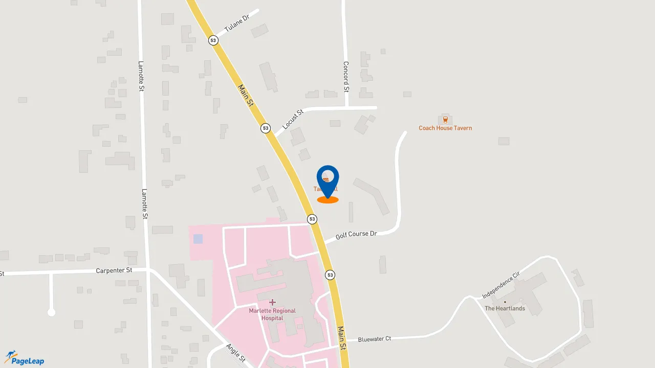 https://pageleap.com map showing location of Taco Bell in Marlette.