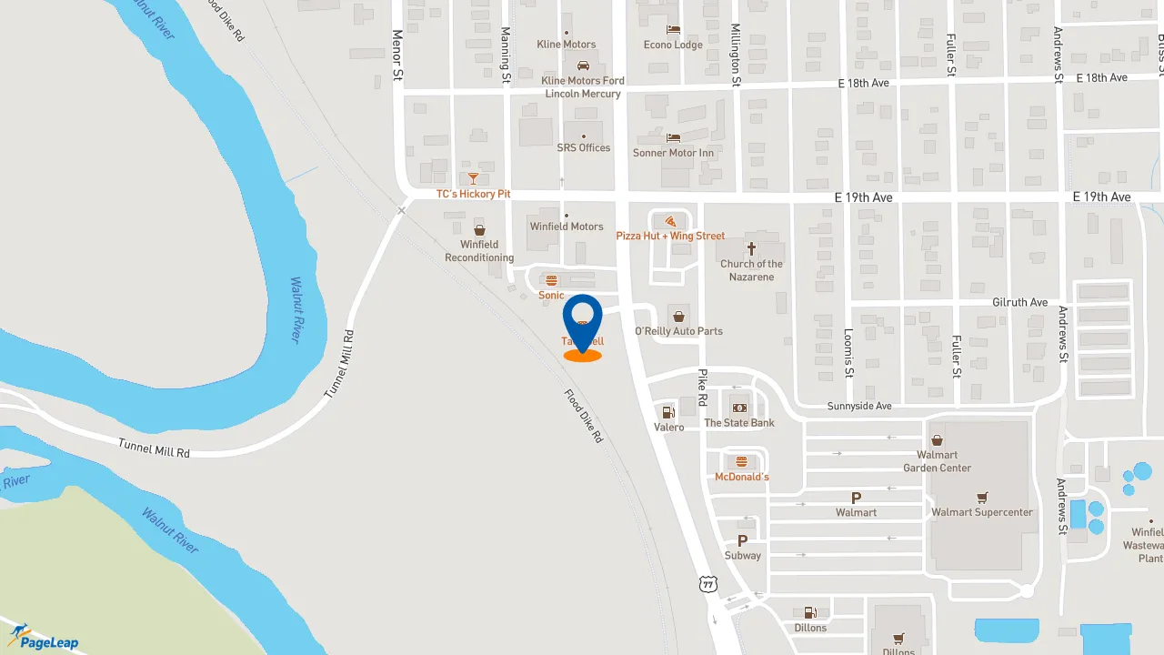 https://pageleap.com map showing location of Taco Bell in Winfield.