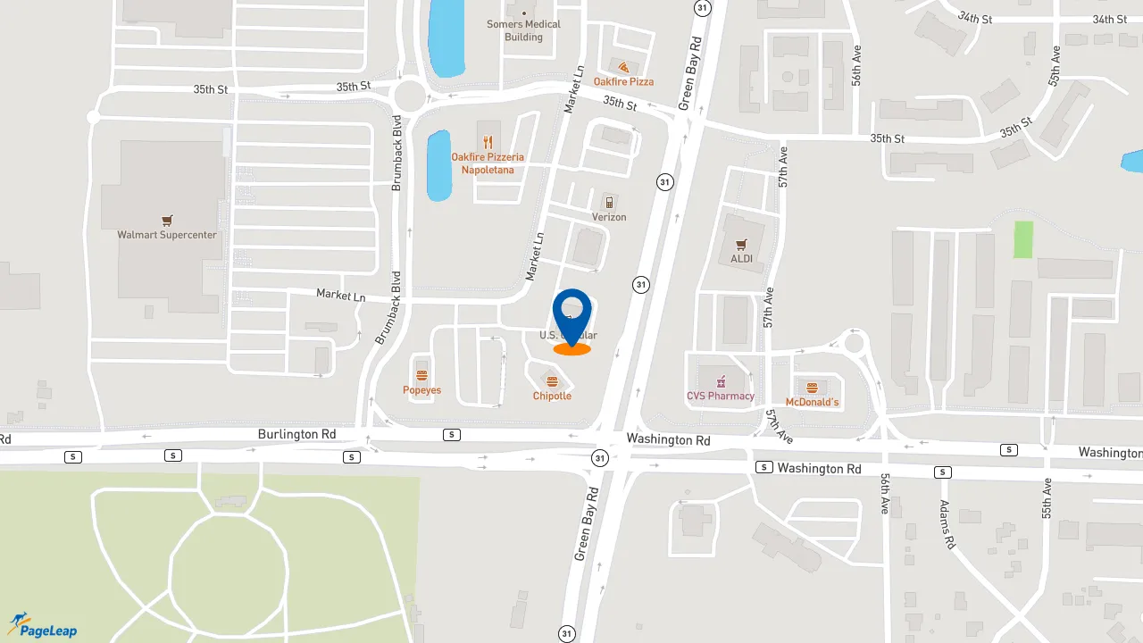 https://pageleap.com map showing location of Taco Bell in Kenosha.