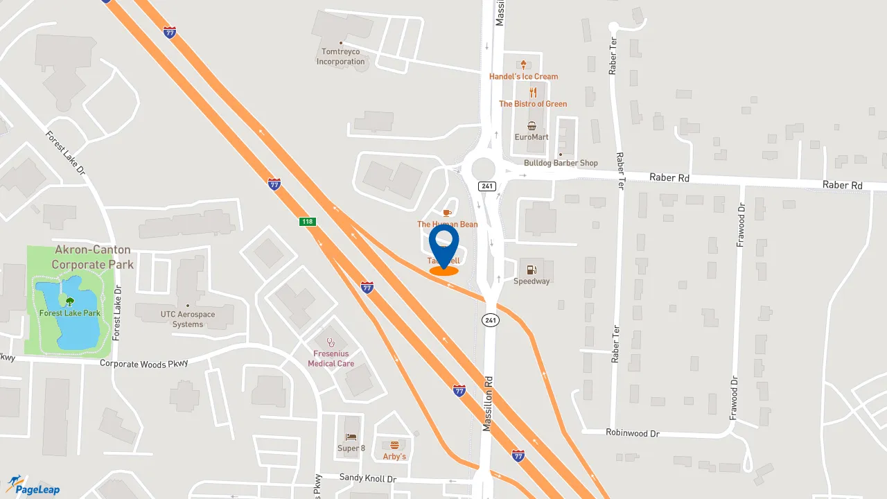 https://pageleap.com map showing location of Taco Bell in Uniontown.
