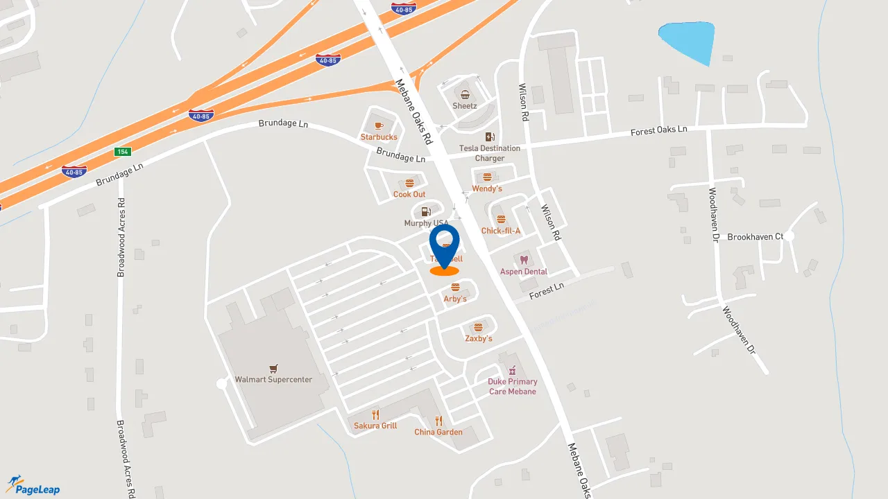 https://pageleap.com map showing location of Taco Bell in Mebane.