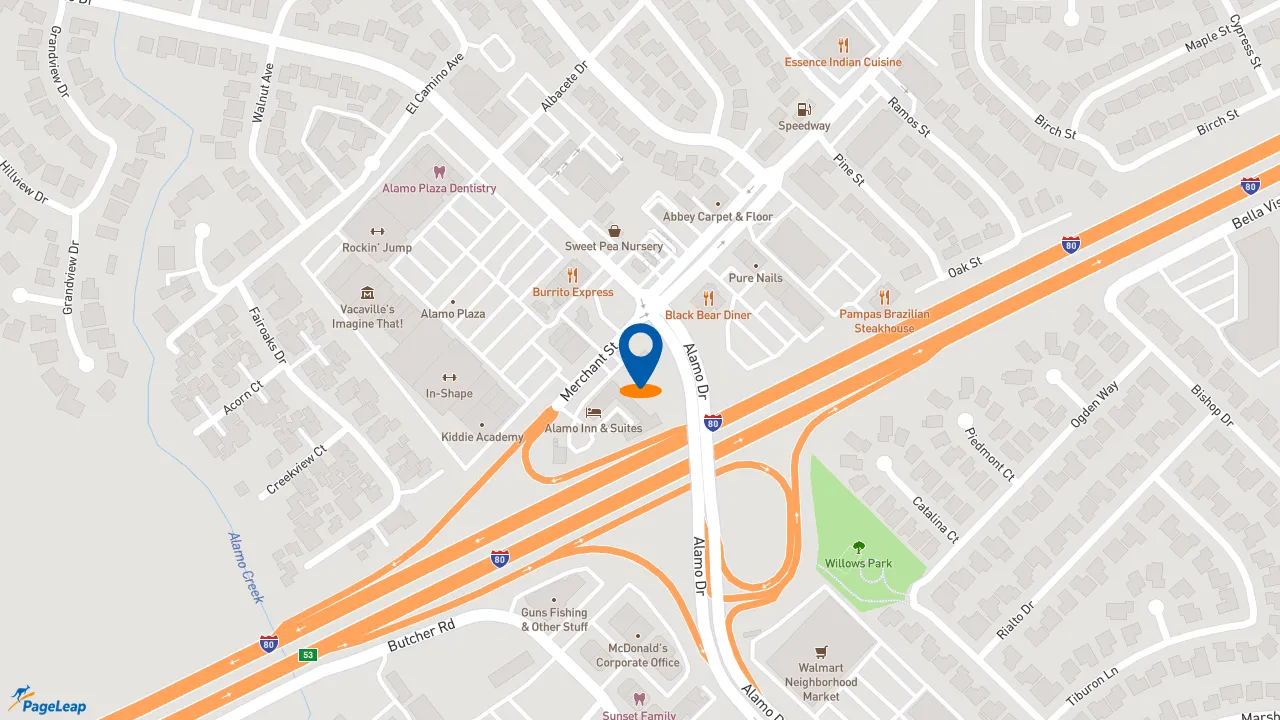 PageLeap.com map showing location of Taco Bell in Vacaville.