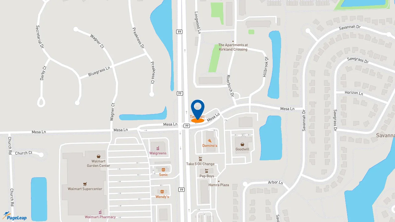 https://pageleap.com map showing location of Taco Bell in Aurora.