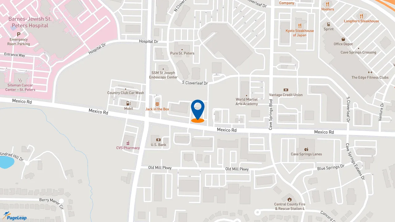 https://pageleap.com map showing location of Taco Bell in Saint Peters.