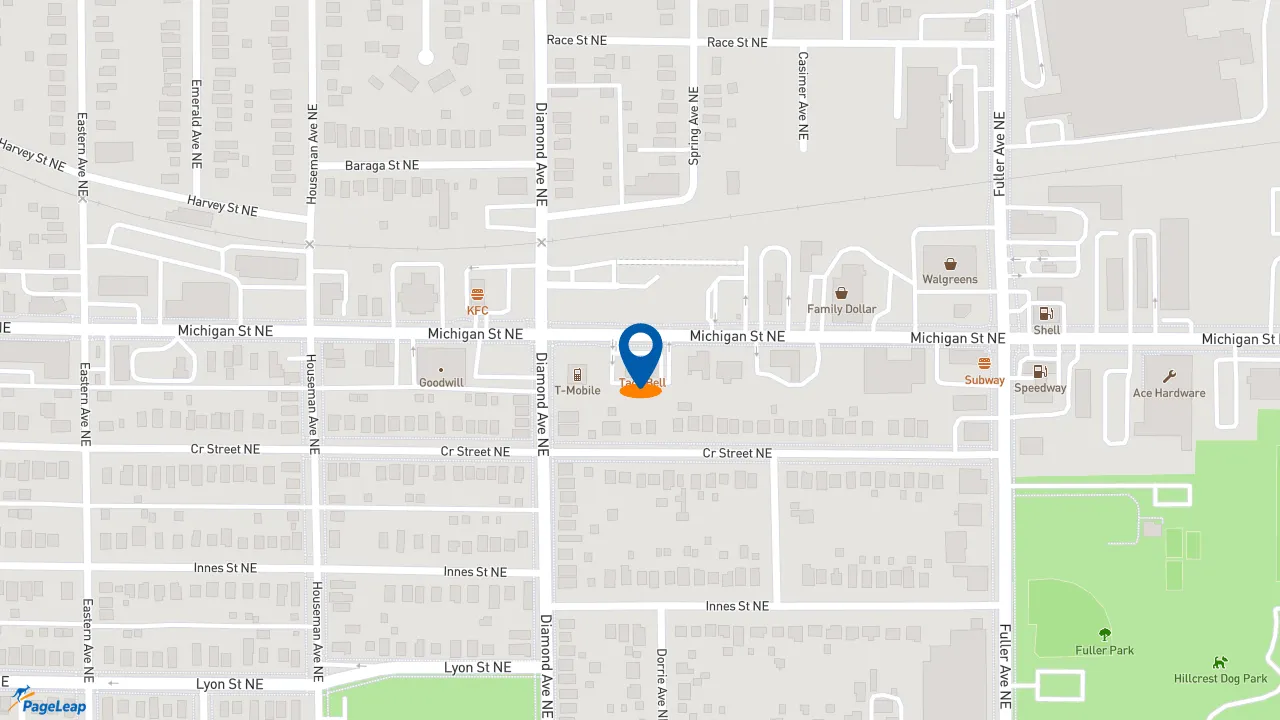 https://pageleap.com map showing location of Taco Bell in Grand Rapids.