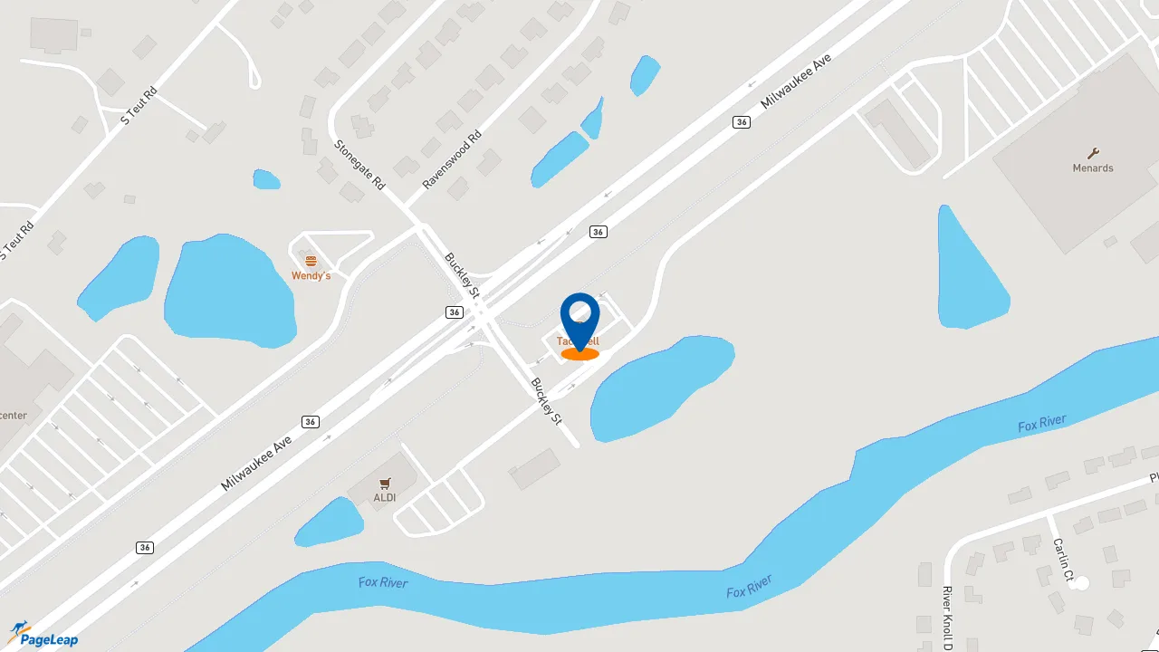https://pageleap.com map showing location of Taco Bell in Burlington.