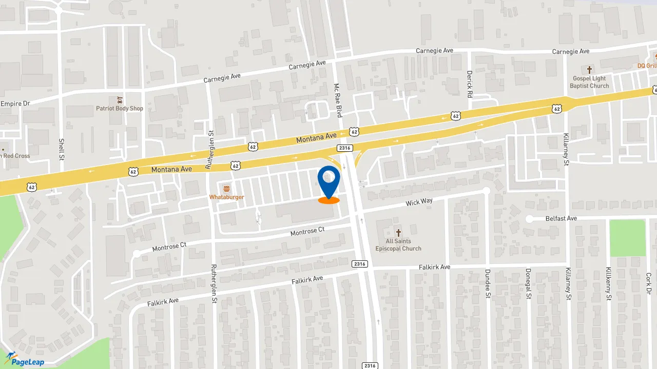https://pageleap.com map showing location of Taco Bell in El Paso.