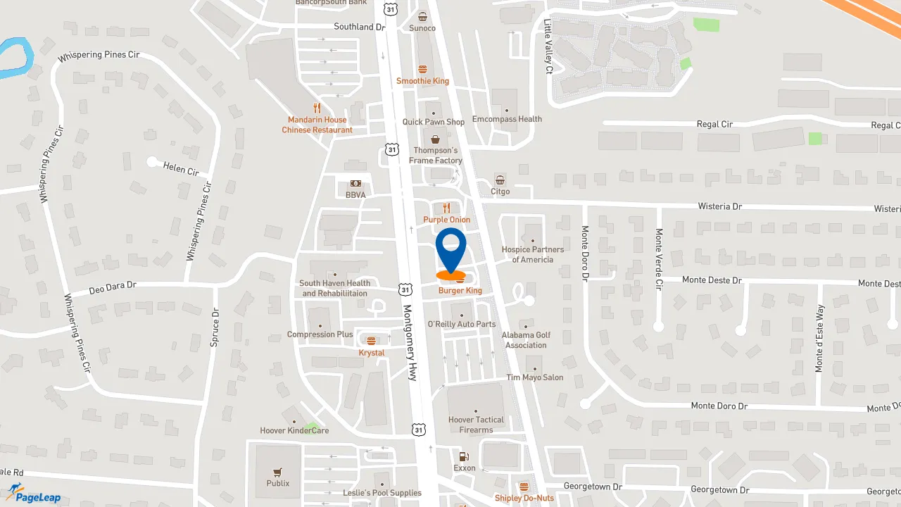 https://pageleap.com map showing location of Taco Bell in Hoover.