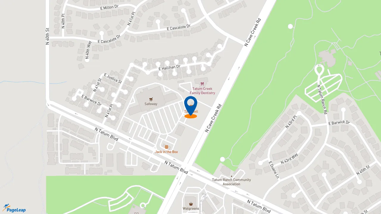https://pageleap.com map showing location of Taco Bell in Cave Creek.