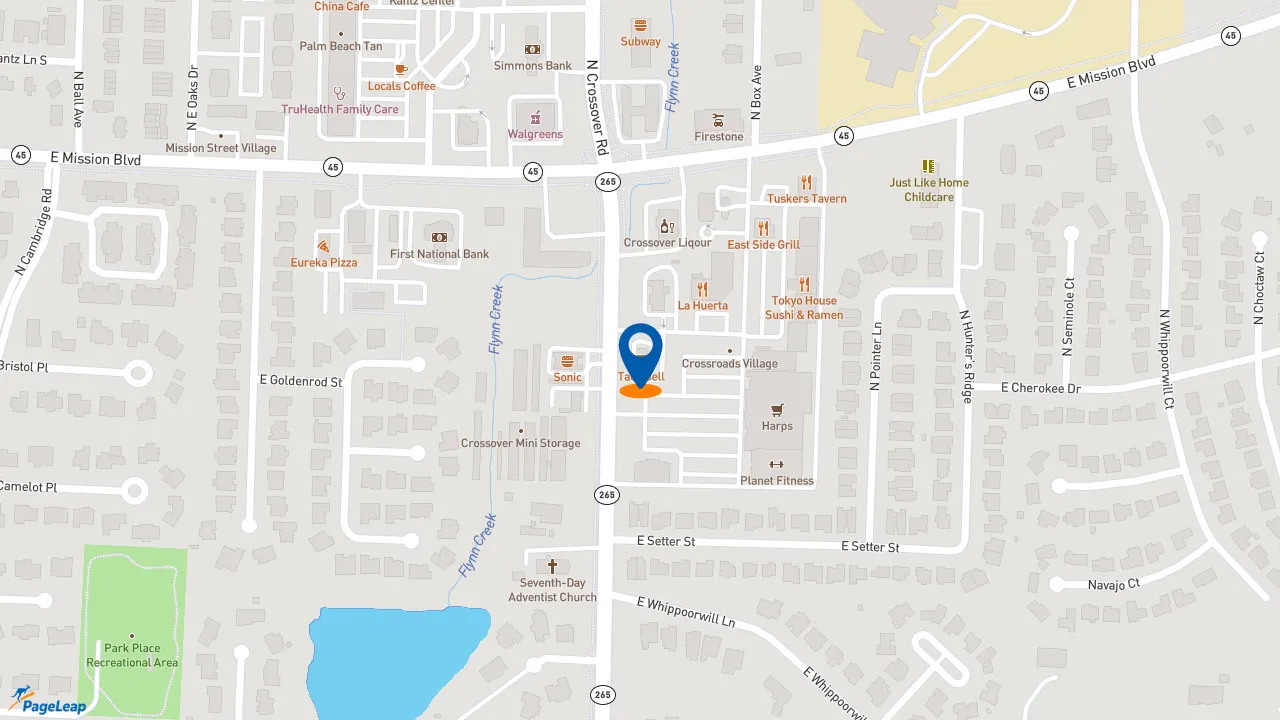 https://pageleap.com map showing location of Taco Bell in Fayetteville.