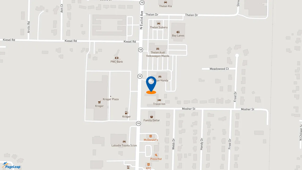 https://pageleap.com map showing location of Taco Bell in Bay City.
