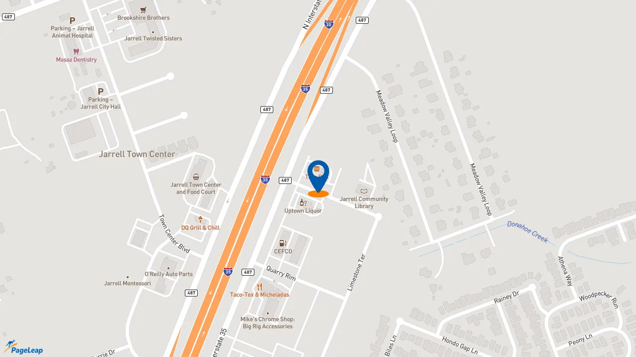 https://pageleap.com map showing location of Taco Bell in Jarrell.