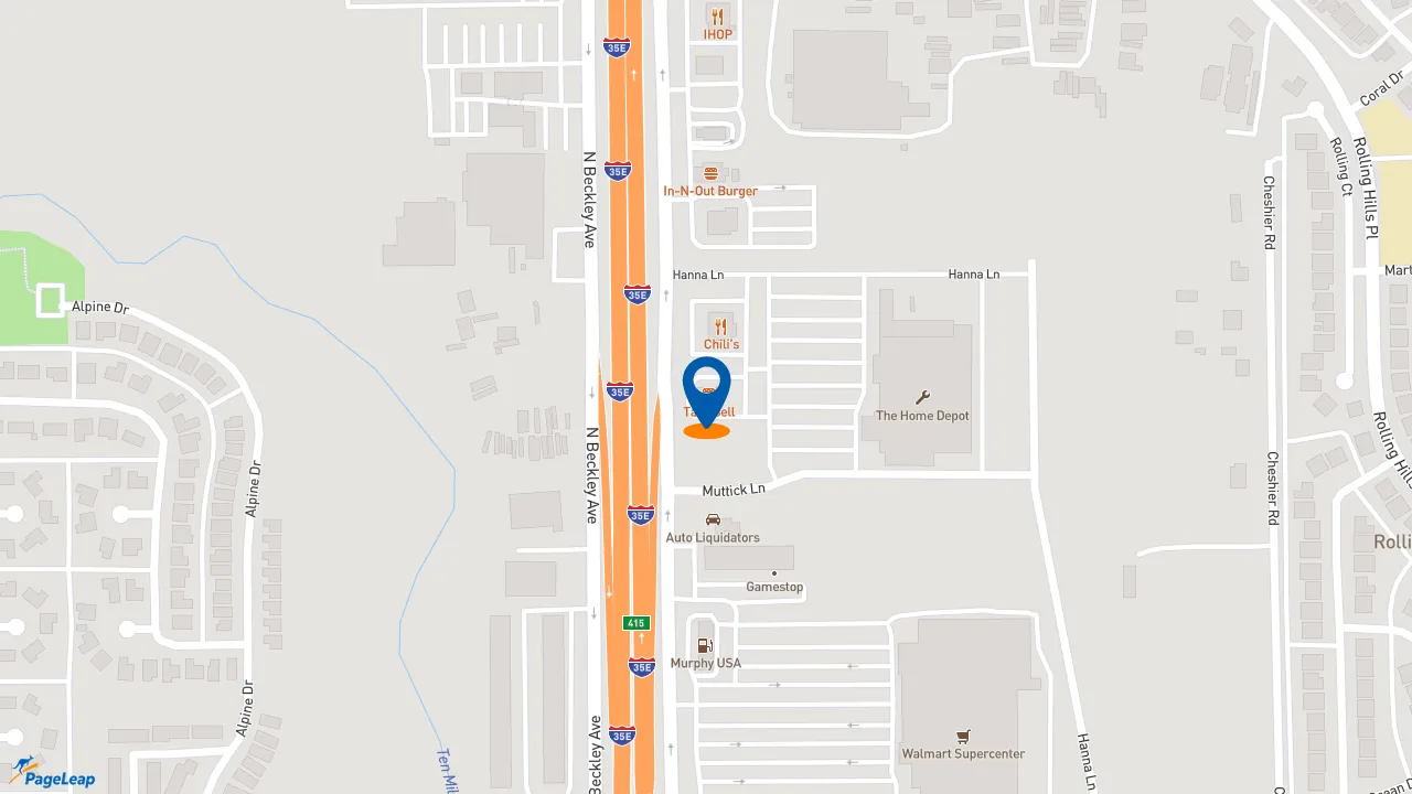 https://pageleap.com map showing location of Taco Bell in Lancaster.