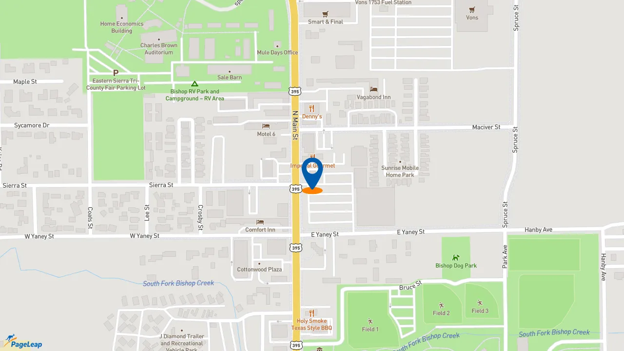 https://pageleap.com map showing location of Taco Bell in Bishop.