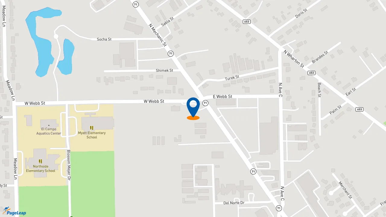 https://pageleap.com map showing location of Taco Bell in El Campo.