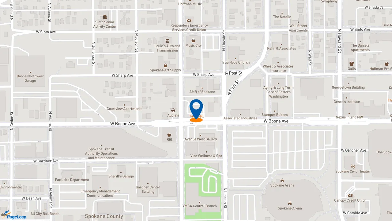 https://pageleap.com map showing location of Taco Bell in Spokane.