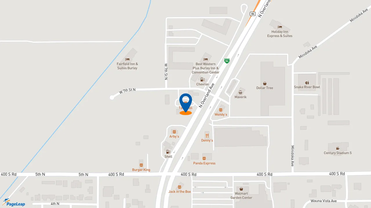 https://pageleap.com map showing location of Taco Bell in Burley.