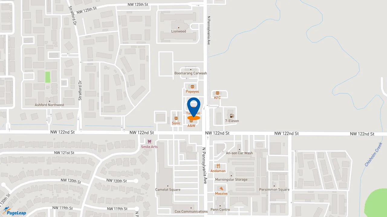 https://pageleap.com map showing location of Taco Bell in Oklahoma City.