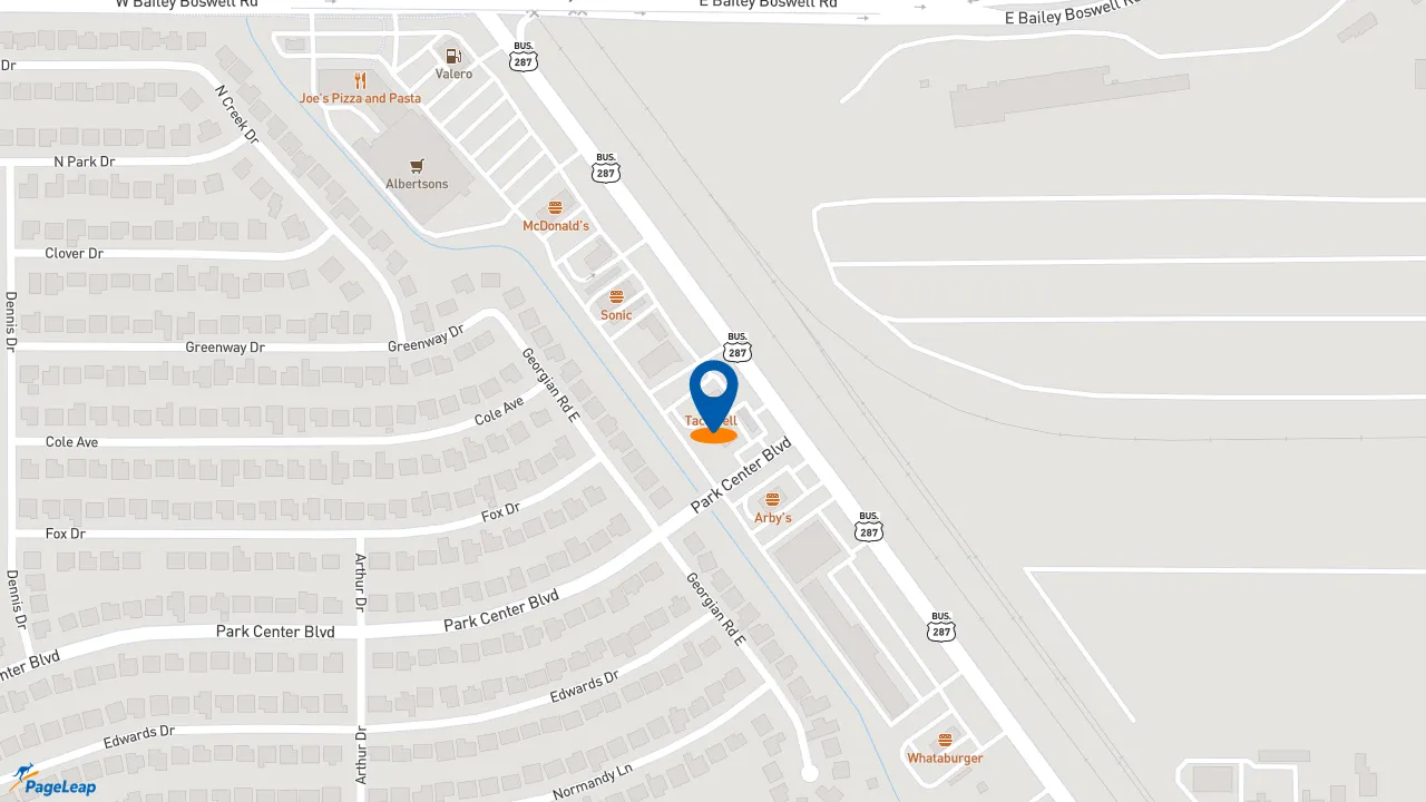 https://pageleap.com map showing location of Taco Bell in Saginaw.