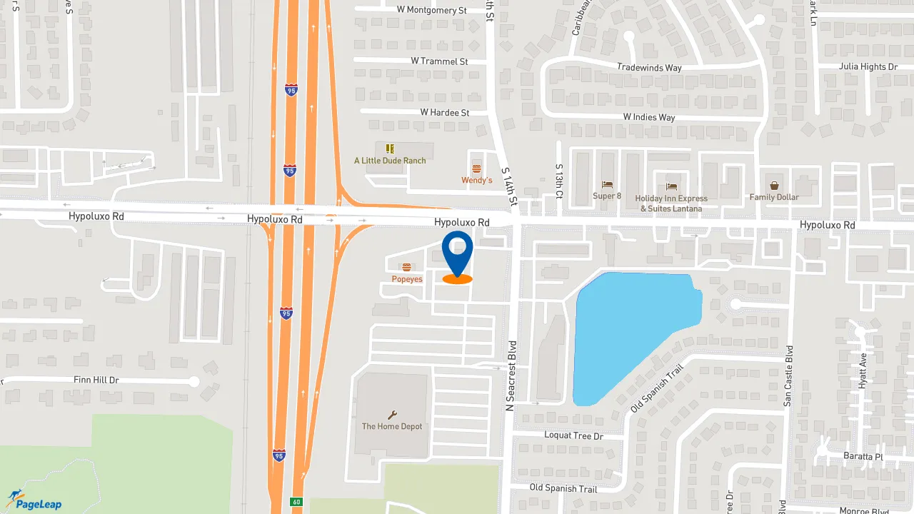 https://pageleap.com map showing location of Taco Bell in Lantana.