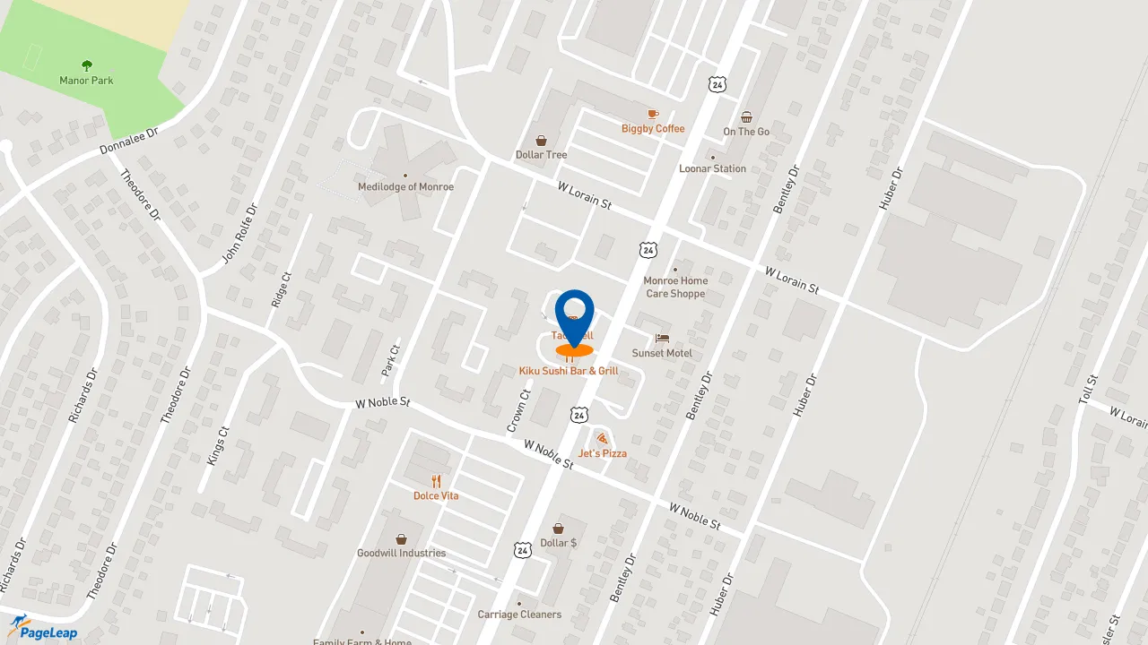 https://pageleap.com map showing location of Taco Bell in Monroe.
