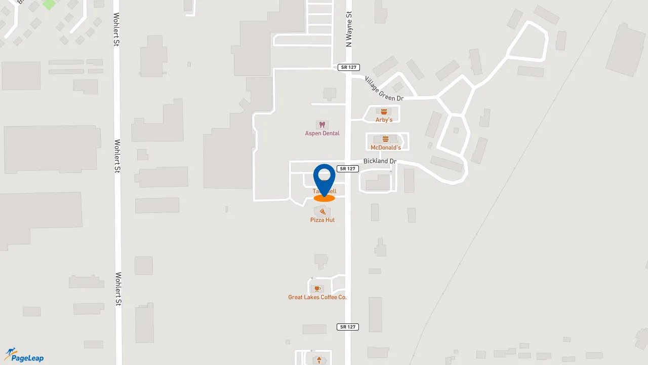 https://pageleap.com map showing location of Taco Bell in Angola.