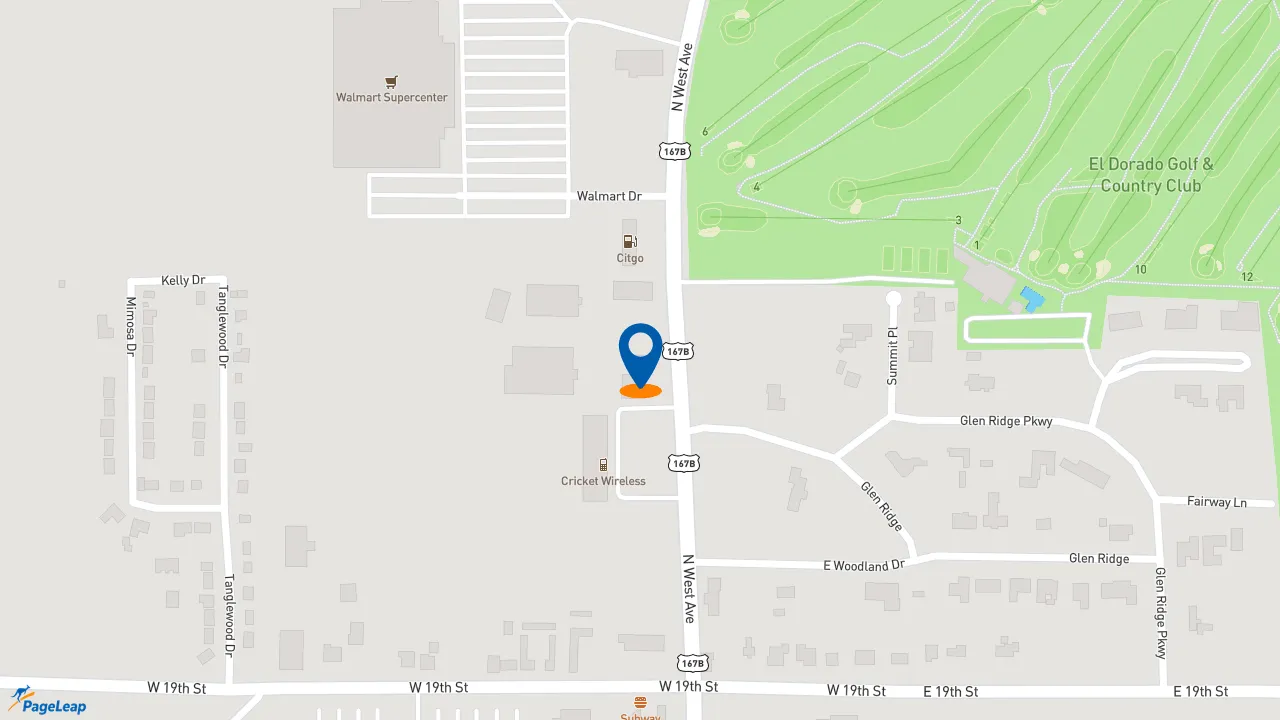 https://pageleap.com map showing location of Taco Bell in El Dorado.
