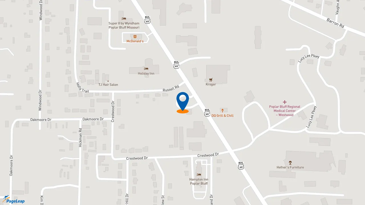 https://pageleap.com map showing location of Taco Bell in Poplar Bluff.