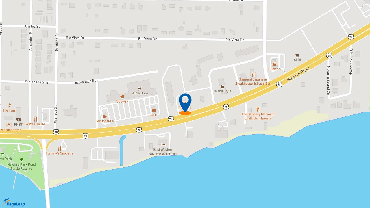 https://pageleap.com map showing location of Taco Bell in Navarre.