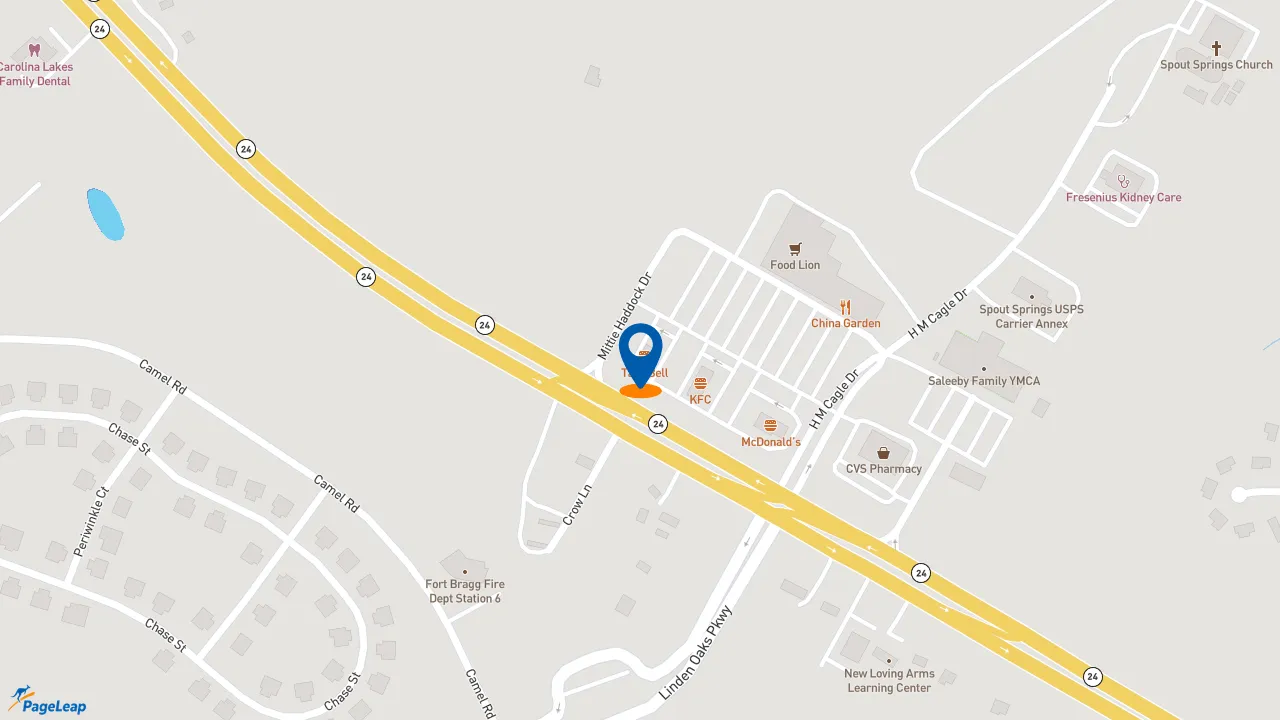 https://pageleap.com map showing location of Taco Bell in Cameron.