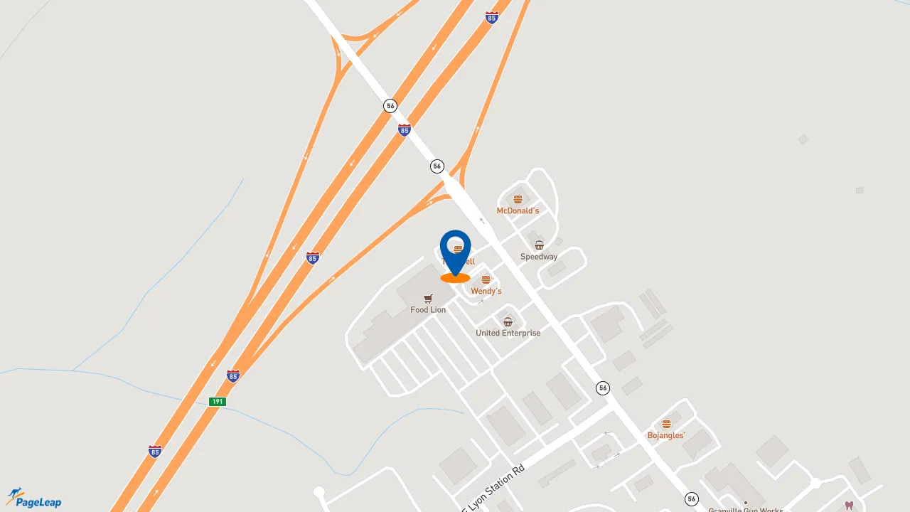 https://pageleap.com map showing location of Taco Bell in Creedmoor.